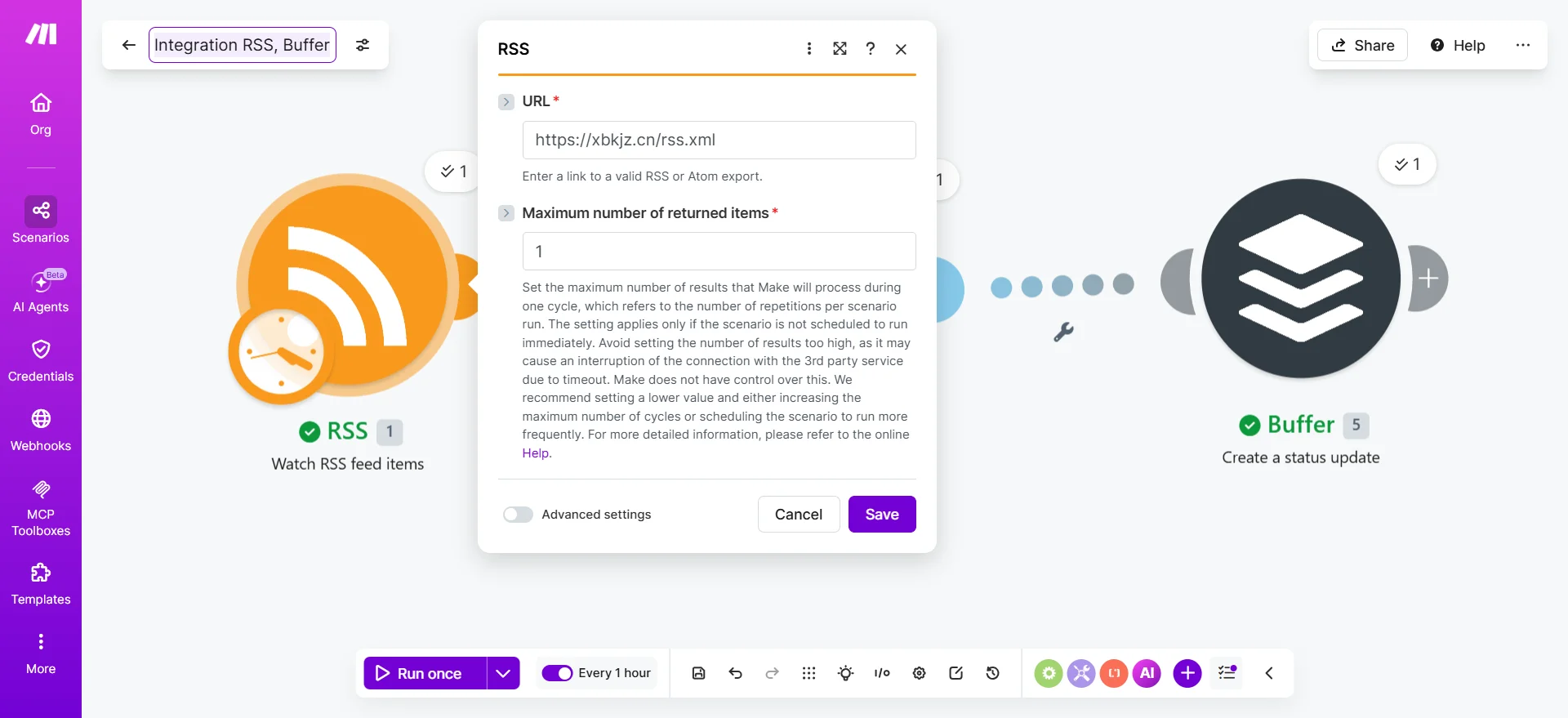 自建 RSS 自动推送机器人：利用 Make.com + Buffer 零代码同步 Telegram 与 X 平台 - 配图 1