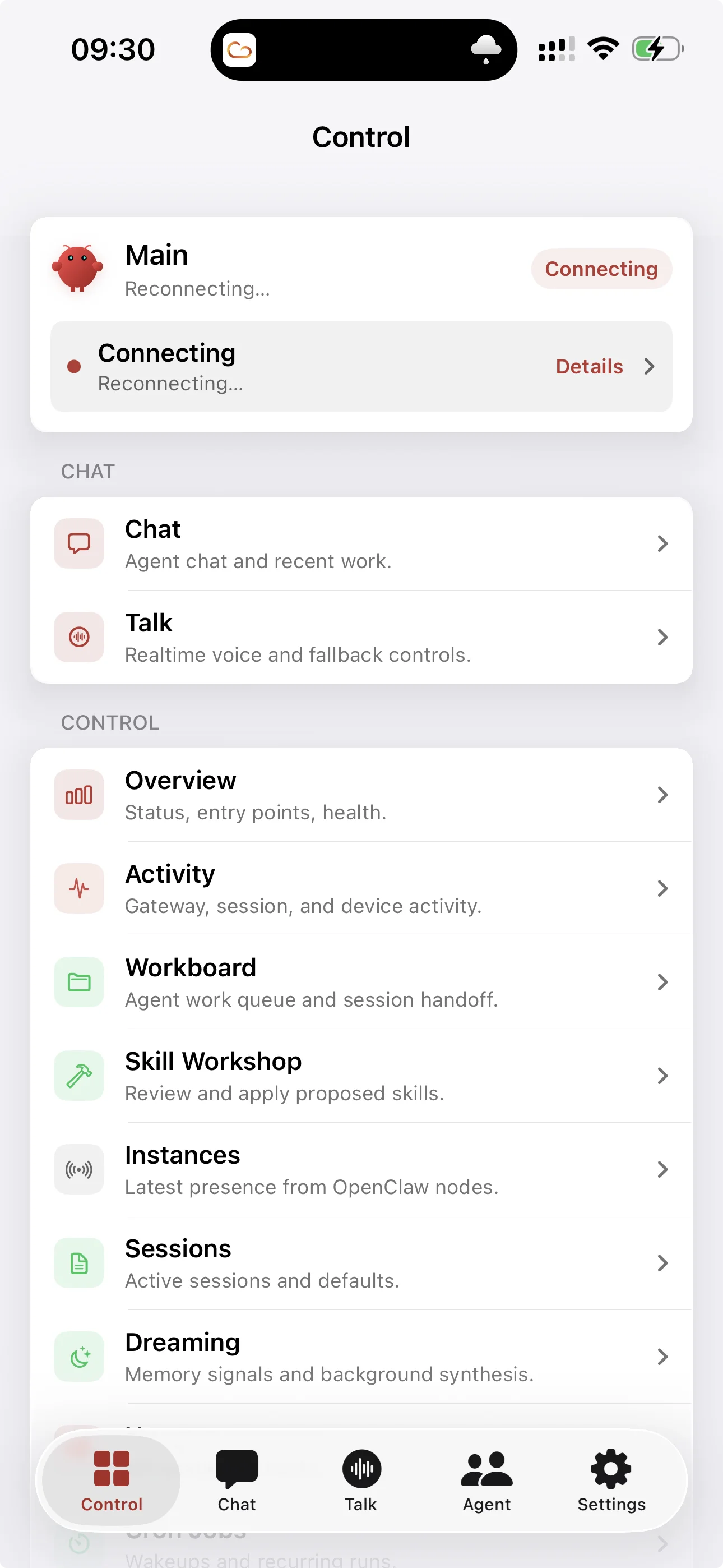 OpenClaw 移动端应用界面